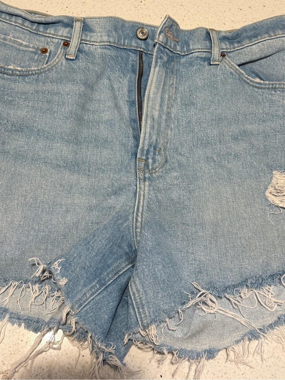 Abercrombie & Fitch Light Blue Denim High-Rise Mom Shorts